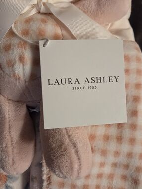 New, Laura Ashley Blush Pink and Cream Gingham Plush Baby Set